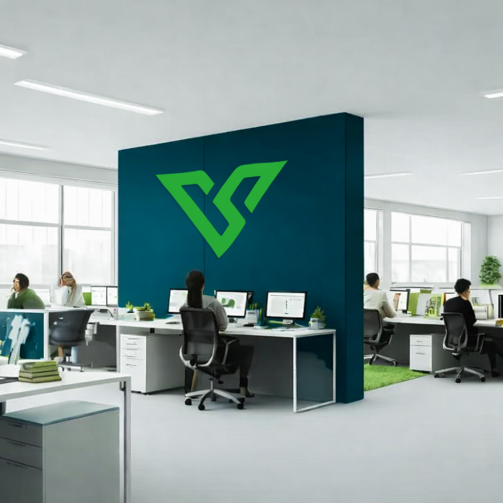 Vertex Stack office workspace showcasing collaboration by a leading UI UX design agency in USA focused on innovation and creativity.