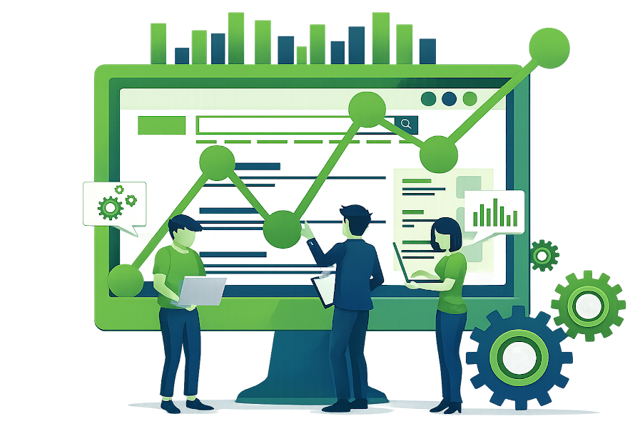 SEO ranking growth dashboard showing improved keyword positions achieved through professional SEO services in USA.